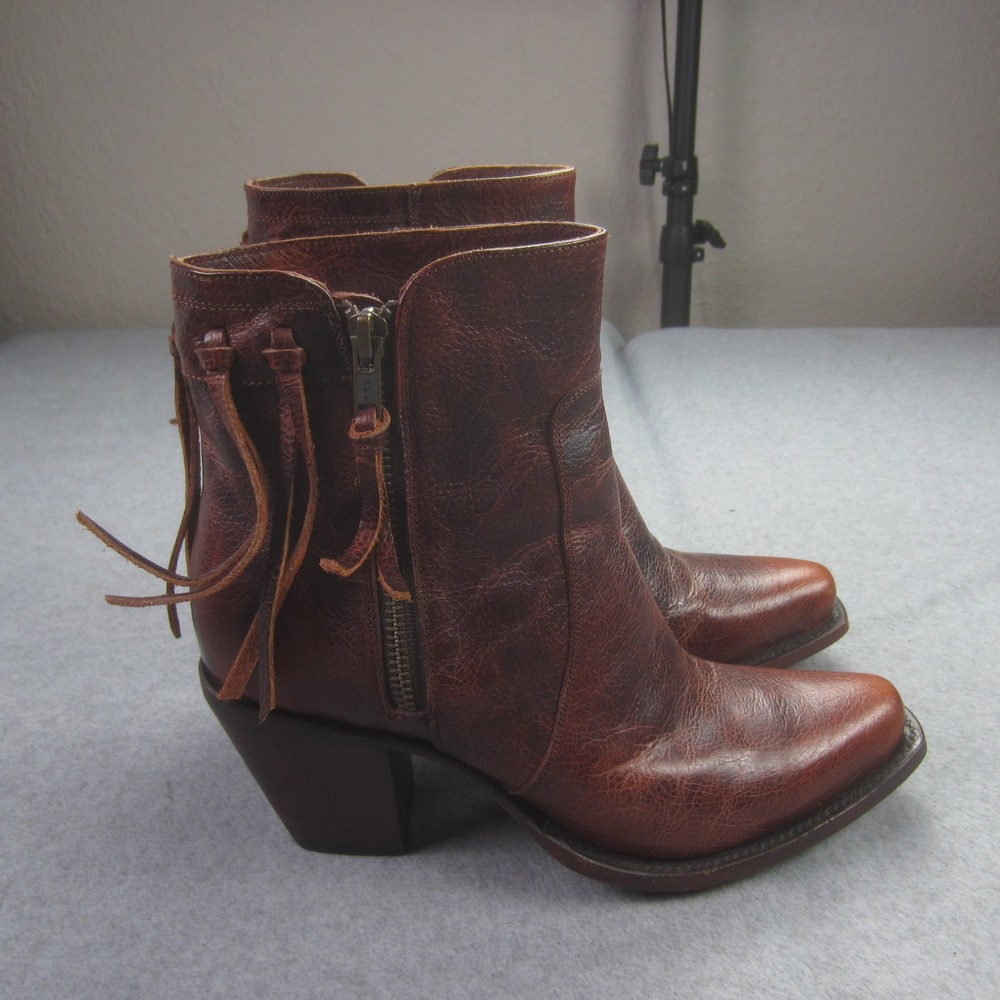 Johnny Ringo Boots Womens‎ 7B Brown Leather Fringe Ankle Western Old Mexico